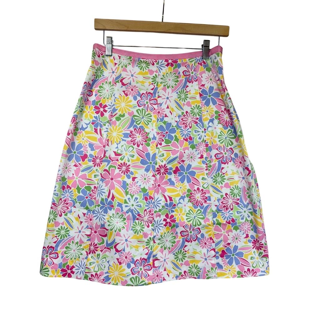 Vintage Y2K Appleseed's Floral Print Skirt with Pink Waistband Size 8